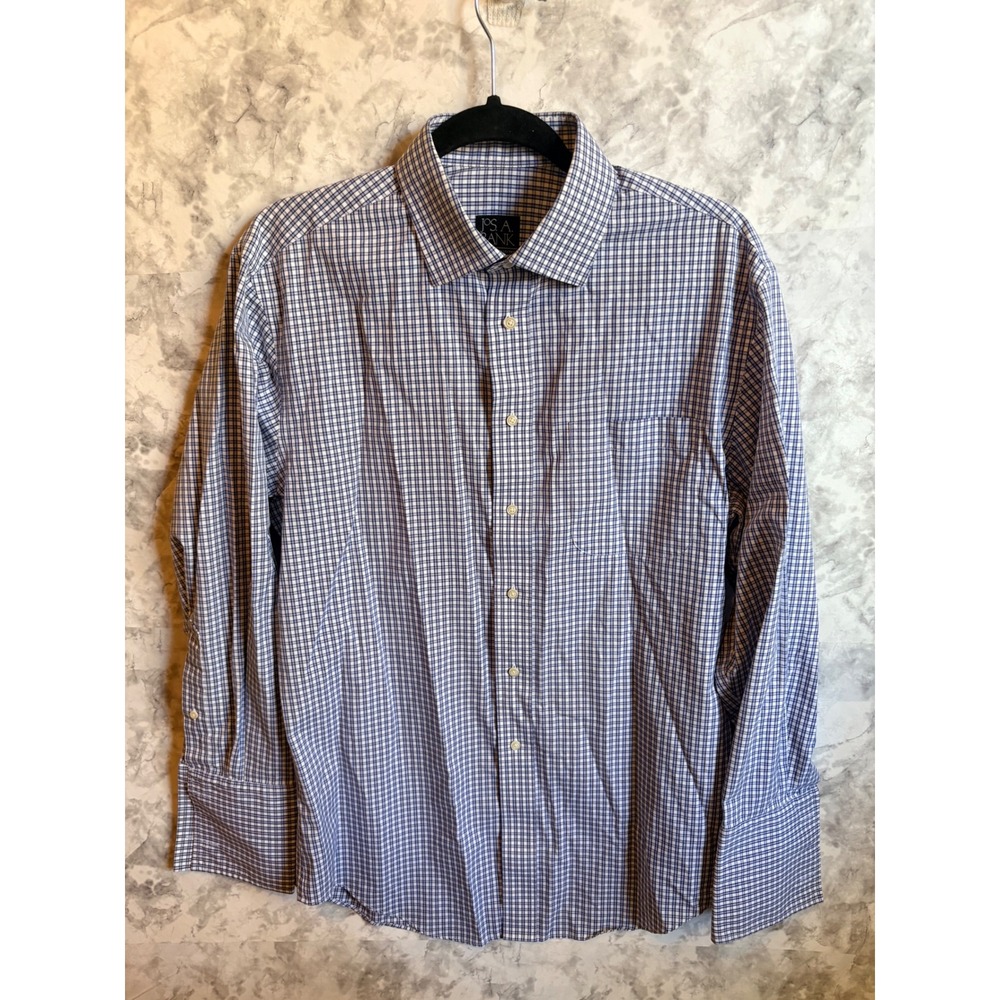 Jos A Bank Executive Collection Tailored Fit French Cuff Dress Shirt 16 33‎ Blue